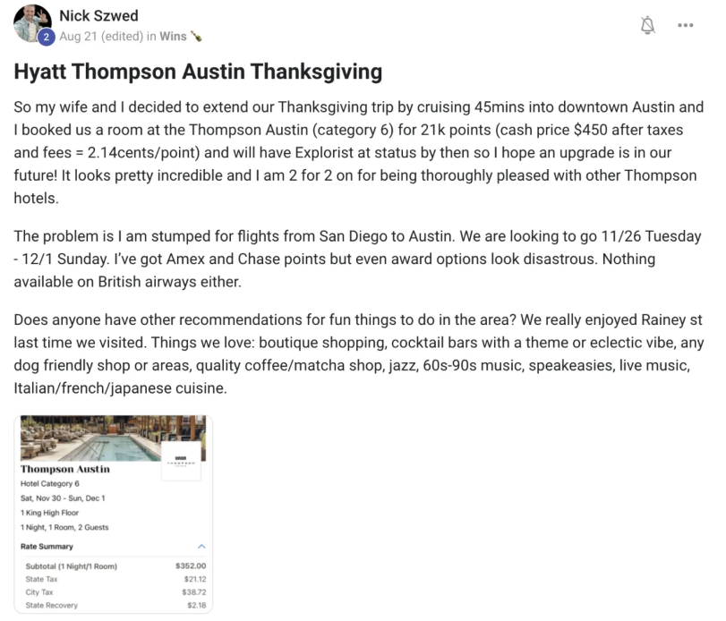 Nick Szwed — Hyatt Thompson Austin Thanksgiving
